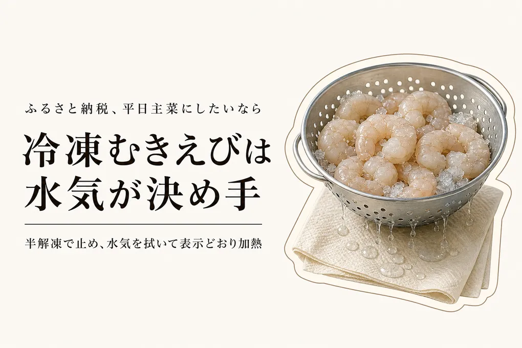 冷凍むきえびは平日主菜に使える？解凍の水分・大きさから選ぶふるさと納税