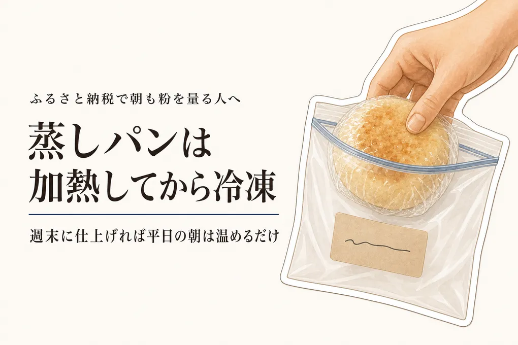 ふるさと納税の米粉・きな粉でレンジ蒸しパン｜朝食・おやつの冷凍ストック手順