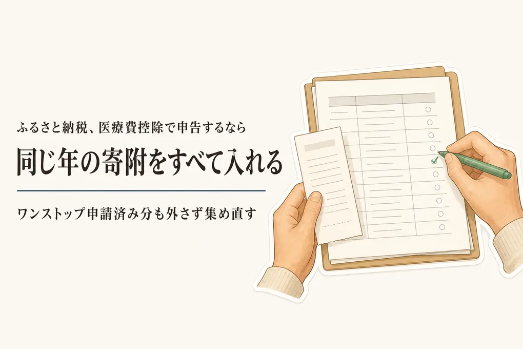 ワンストップ特例を出した後に医療費控除で確定申告｜ふるさと納税はどの寄附を入れる？