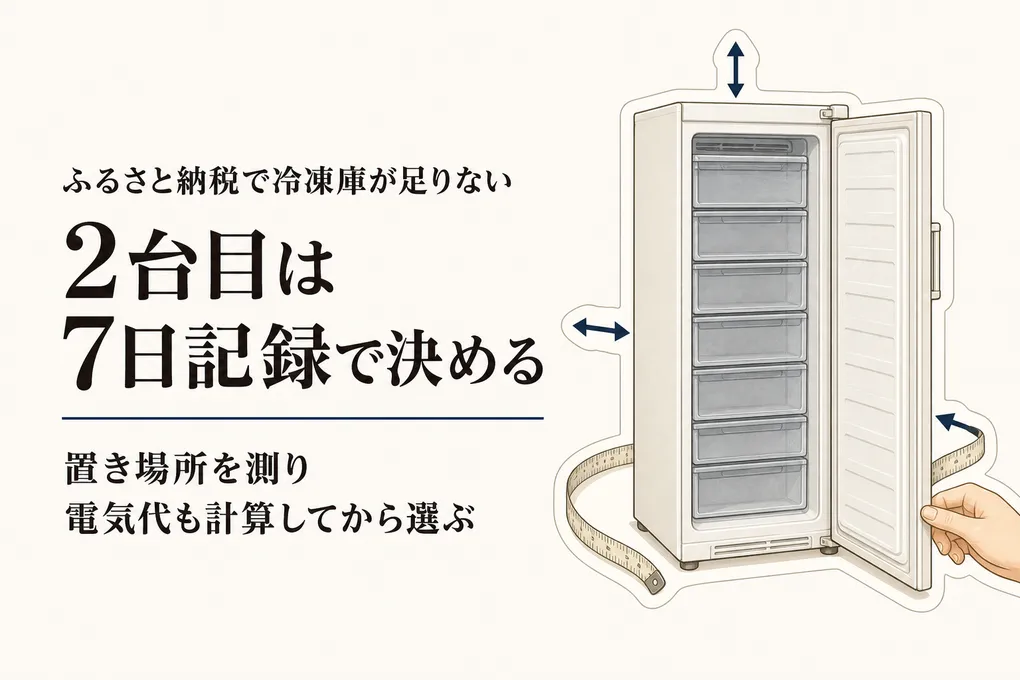 スリムな100Lのセカンド冷凍庫は必要？置き場所・電気代・容量の判断方法